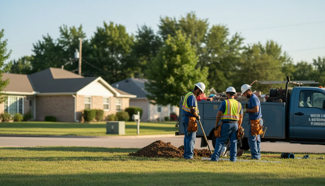 Residential water line and bathroom plumbing service in Alex, OK